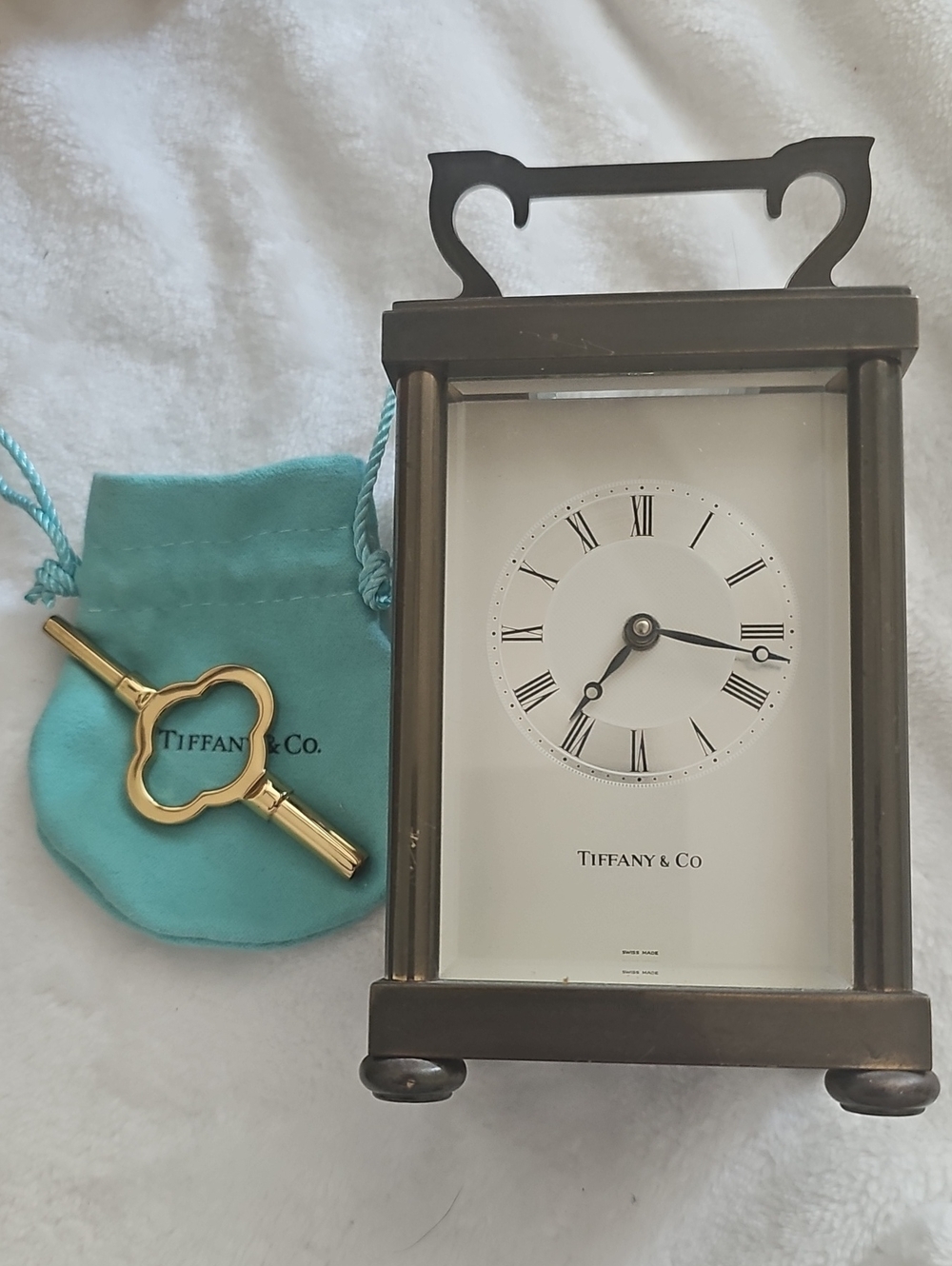 Vintage Tiffany & Co. Carriage Clock with Key